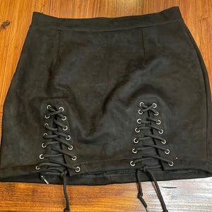 Black faux suede skirt